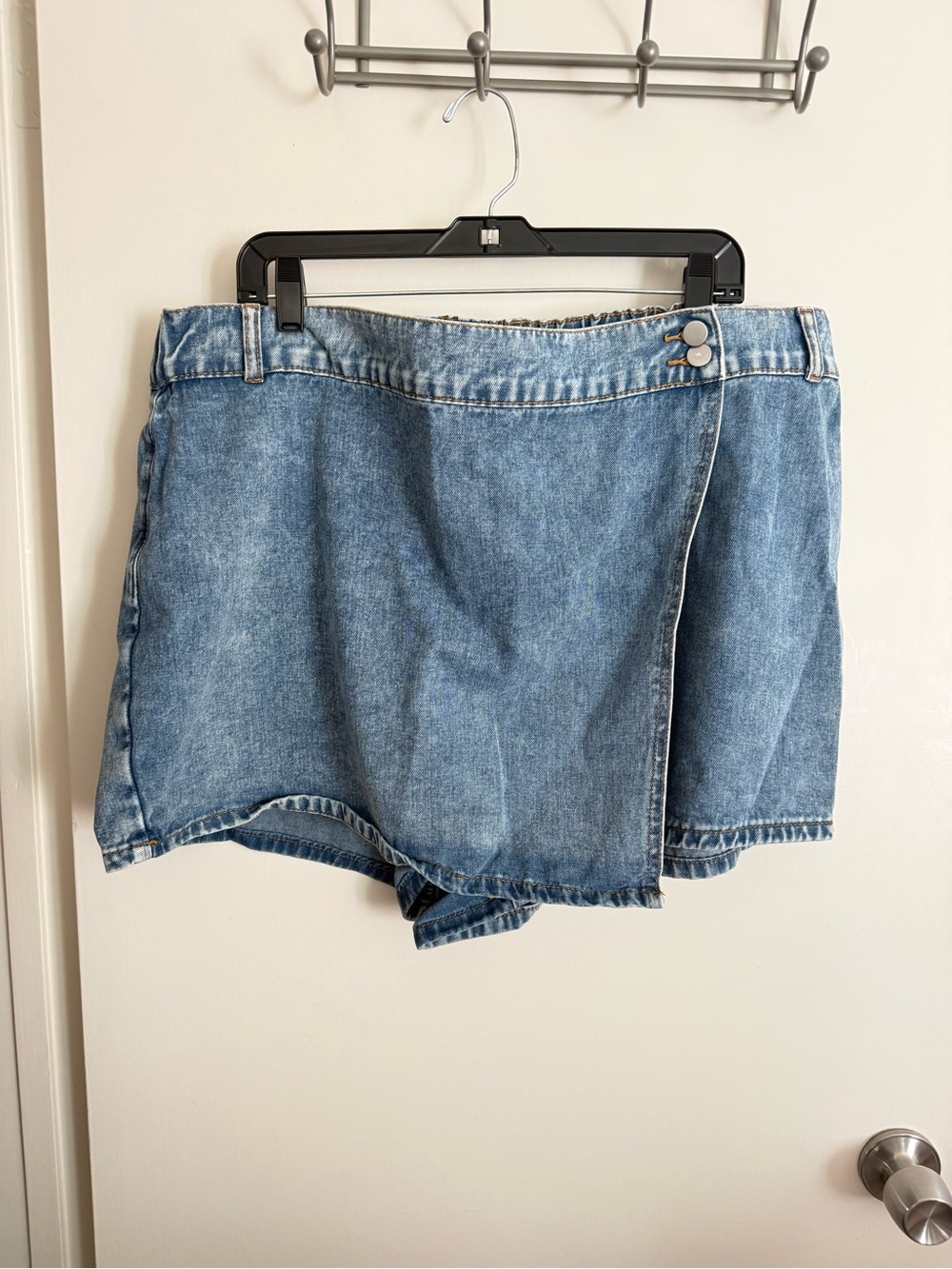 SHEIN Light Blue Denim Wrap Skort Shorts